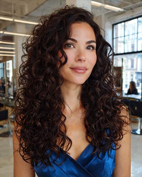 Długie, zdefiniowane loki z subtelnymi warstwami Długie, zdefiniowane loki z subtelnymi warstwami