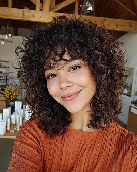 Kręcone grzywki z wysoką objętością u nasady Kręcone grzywki z wysoką objętością u nasady