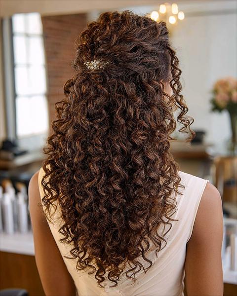 Pół-upięty styl z uniesioną koroną Pół-upięty styl z uniesioną koroną