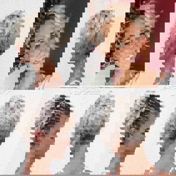 Uniwersalny odcień popielaty blond na brązowych włosach — niechlujne fryzury dla krótkich włosów Uniwersalny odcień popielaty blond na brązowych włosach — niechlujne fryzury dla krótkich włosów