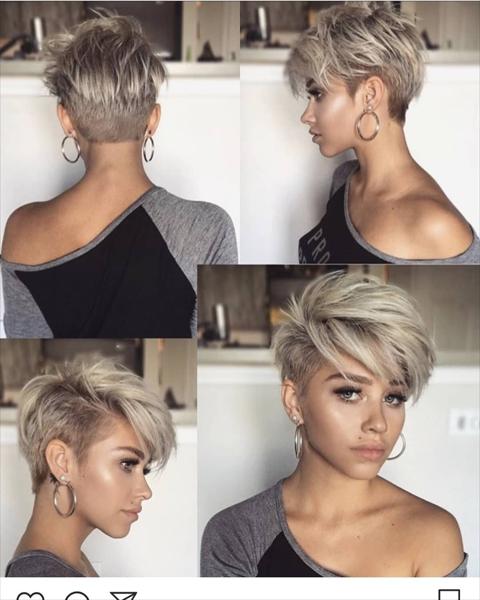 Beżowe odrosty pod naturalnie blond pixie cut do włosów średnich/grubych Beżowe odrosty pod naturalnie blond pixie cut do włosów średnich/grubych